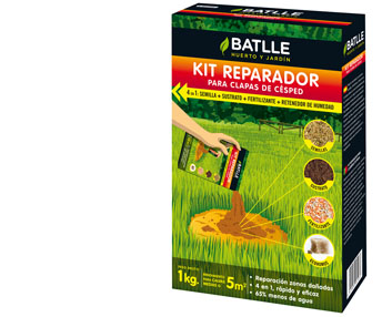 Un kit reparador para las calvas del césped